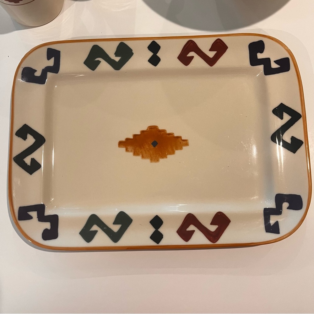Vintage Hartstone Cheyenne Stoneware Aztec Serving Platter Tray